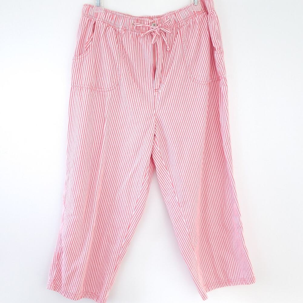 Baxter & Wells Capri Pants Size 12 Stripe Cotton, Natural Fabric, Summer Pants